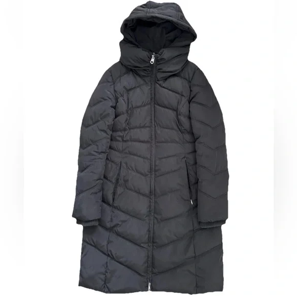 JESSICA SIMPSON Women's XS Hooded Puffer Long Black Zip-Up Jacket Winter Coat - Picture 1 of 14